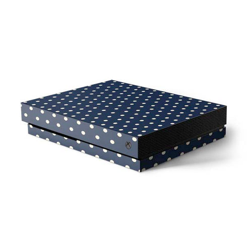 Blue and Cream Polka Dots Xbox One X Console Skin